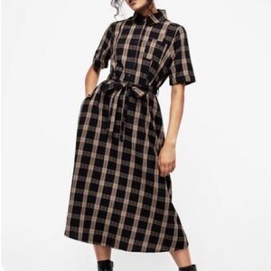 Rogue Check Cotton Midi Shirt Dress